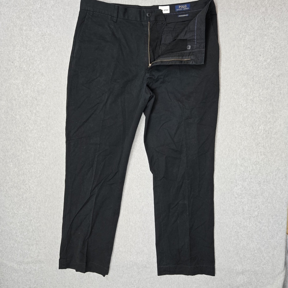 Polo Ralph Lauren Men Pants 36/30 Black Chino Twill Stretch‎ Classic Fit